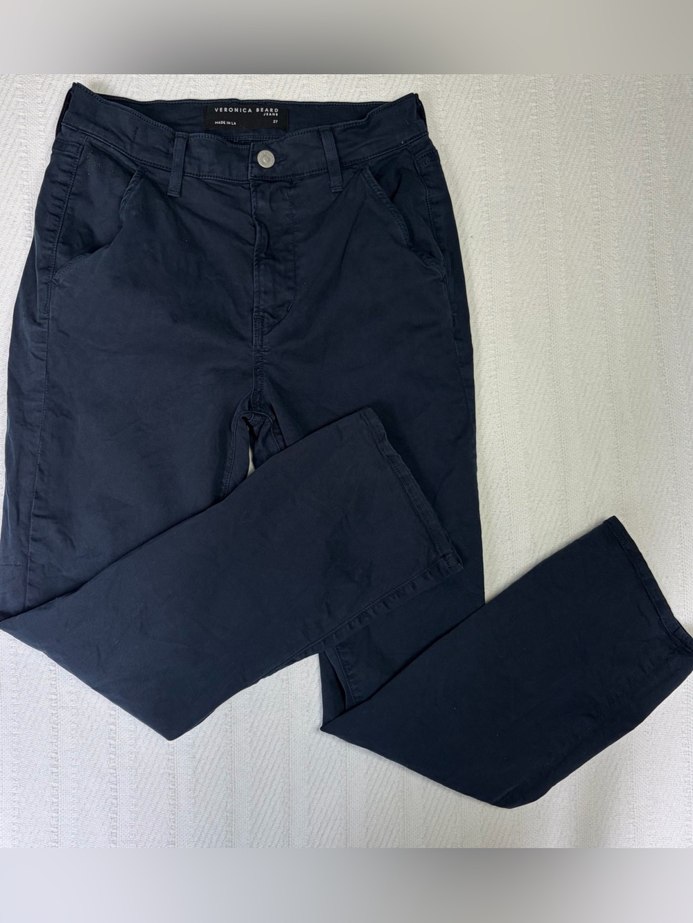 Veronica Beard Jeans Size 27 Navy Blue Carly Kick Flare High Rise Twill Pants